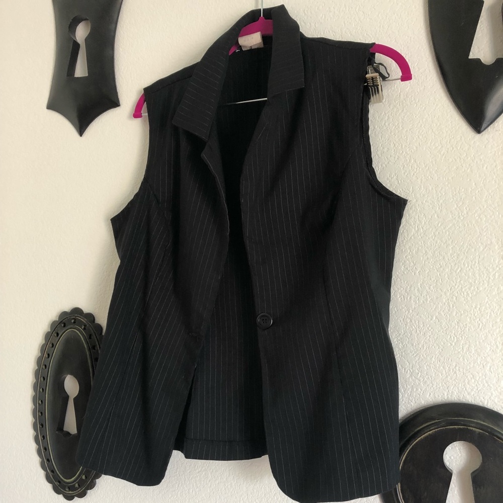 Black pin striped vest